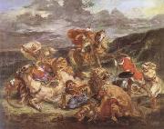 Eugene Delacroix The Lion Hunt (mk09) oil painting picture wholesale